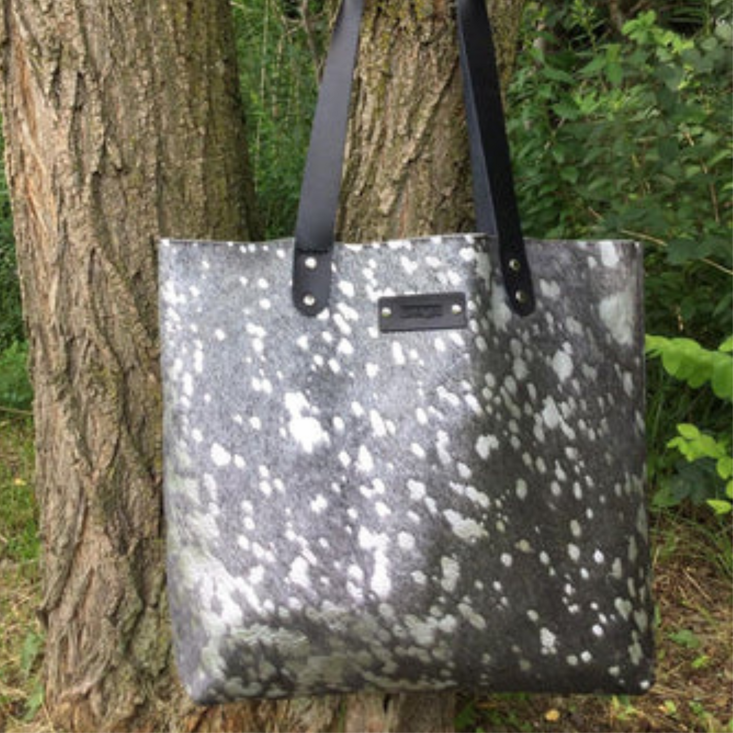 Silver & Black Hair-on Tote